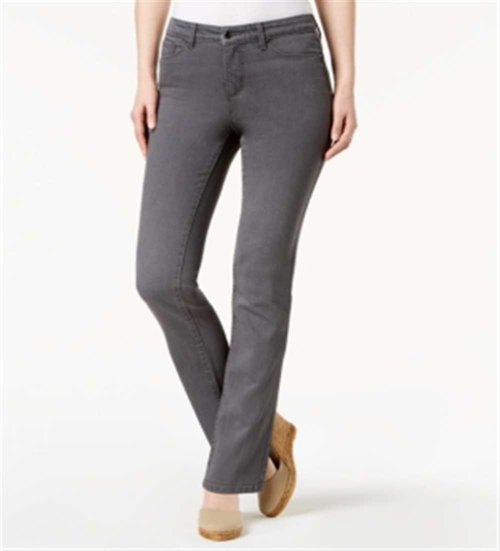 Calça jeans feminina Charter Club Lexington Tummy Control com perna reta, tops e camisetas sob medida, cinza, tamanho -26 S