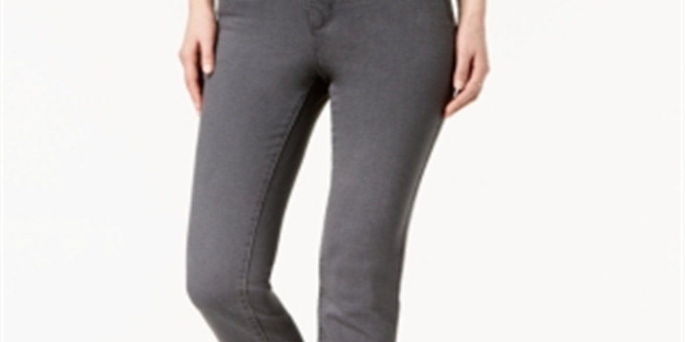 Calça jeans feminina Charter Club Lexington Tummy Control com perna reta, tops e camisetas sob medida, cinza, tamanho -26 S