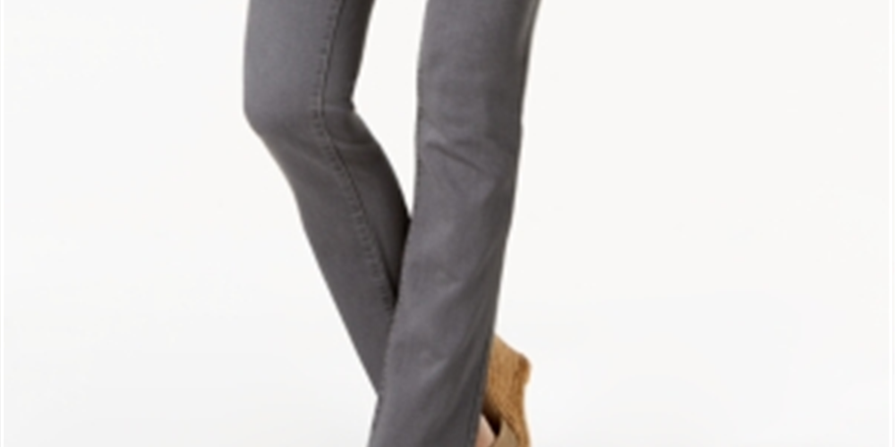 Calça jeans feminina Charter Club Lexington Tummy Control com perna reta, tops e camisetas sob medida, cinza, tamanho -26 S