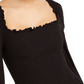 Blusa feminina Bar III com decote quadrado e franzido, preta, tamanho XX-G
