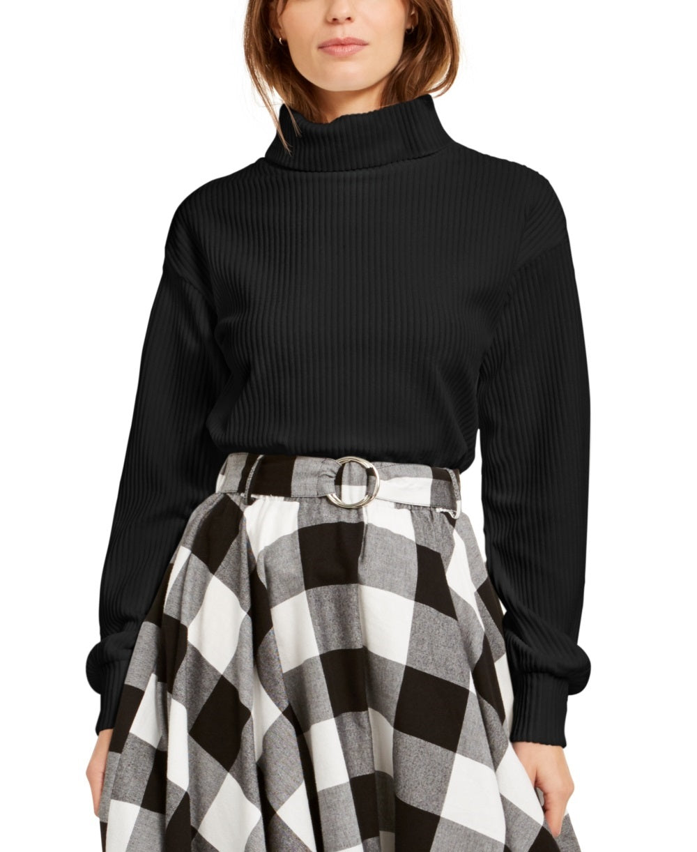 Blusa de gola alta aconchegante feminina Bar III, preta, tamanho XX-G