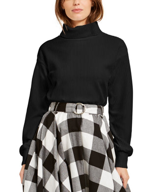 Blusa de gola alta aconchegante feminina Bar III, preta, tamanho XX-G