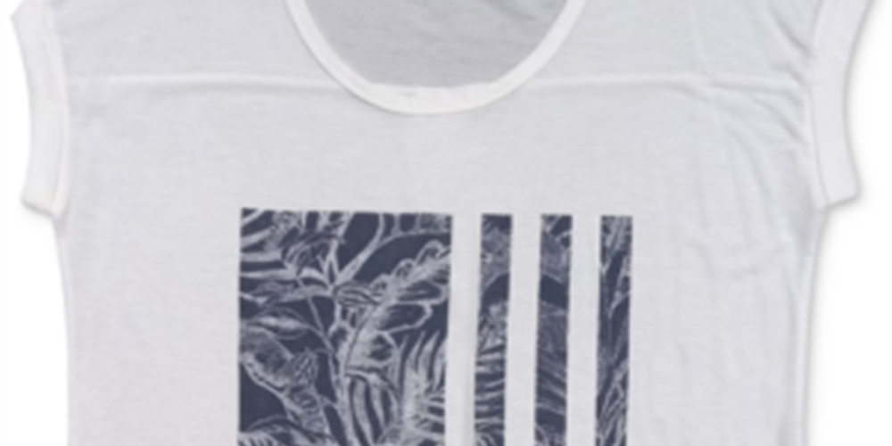 Camiseta feminina com estampa de bandeira tropical Style &amp; Co, branca, tamanho pequeno