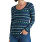 Lucky Brand Fair Isle Thermal Top Feminino Verde Tamanho Grande