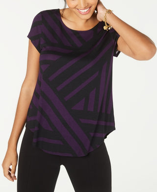 Camiseta feminina estampada Alfani roxa tamanho pequeno