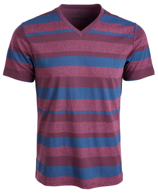 Camiseta masculina listrada American Rag com decote em V, vinho, vários tamanhos, médio