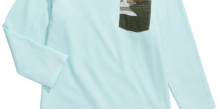 Camiseta infantil First Impressions de algodão com bolso e ursinho de pelúcia, tamanho 18, azul