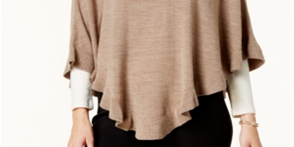 Poncho assimétrico com babados Karen Scott feminino marrom tamanho P/M