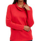 Blusa feminina Karen Scott com gola alta e manga comprida mesclada, vermelha, tamanho pequeno grande