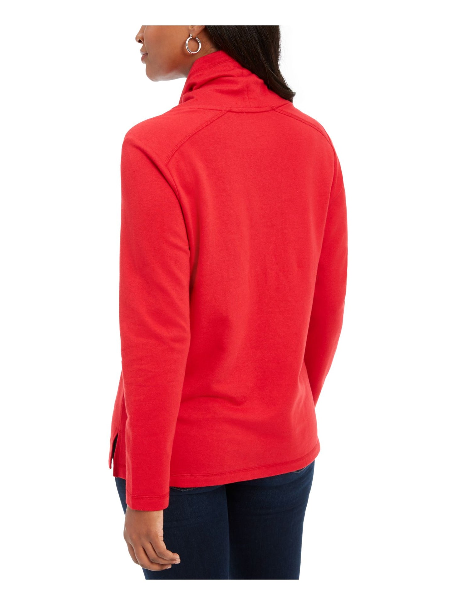 Blusa feminina Karen Scott com gola alta e manga comprida mesclada, vermelha, tamanho pequeno grande