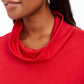 Blusa feminina Karen Scott com gola alta e manga comprida mesclada, vermelha, tamanho pequeno grande
