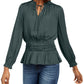 Blusa feminina Current Air com cintura franzida e decote dividido, verde, tamanho médio