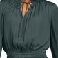 Blusa feminina Current Air com cintura franzida e decote dividido, verde, tamanho médio