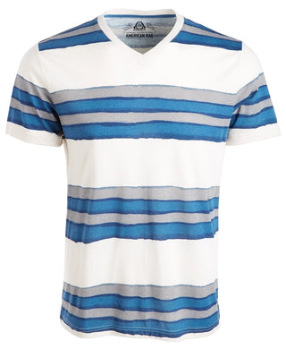 Camiseta masculina American Rag com gola V e listras com marca d'água, branca, tamanho grande