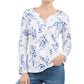 Karen Scott Top Henley Estampado Feminino Azul Tamanho X-S