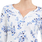 Karen Scott Top Henley Estampado Feminino Azul Tamanho X-S