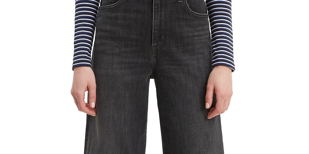 Calça jeans curta Levi's Super Wide Leg Feminina Preta Tamanho 32X25