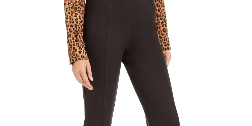 Calça feminina Bootcut Ponte Curvy Fit de cintura alta da INC International Concepts, marrom, tamanho 6