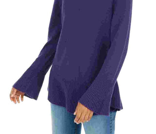 Suéter de malha com babados e bainha plissada feminino Style &amp; Co, roxo, tamanho médio