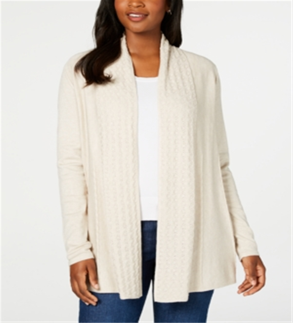 Karen Scott Cardigan texturizado aberto feminino tamanho aveia pequeno pequeno