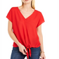 INC International Concepts Top feminino com amarração frontal, vermelho, tamanho pequeno GG