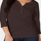 Karen Scott Top Henley de Algodão Feminino Marrom Tamanho P