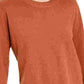 Blusa feminina Bar III de manga comprida com decote em joia, marrom, tamanho pequeno