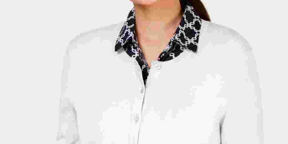 Cardigan feminino com gola redonda Charter Club, branco, tamanho pequeno e pequeno