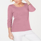 Karen Scott Blusa feminina de algodão com decote redondo, rosa, tamanho pequeno
