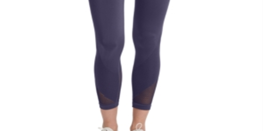 Leggings femininas perfuradas de cintura alta DKNY - Roxo escuro, tamanho X-G