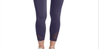 DKNY Women's High Rise Perforated Leggings-Dark Purple Size X-Large