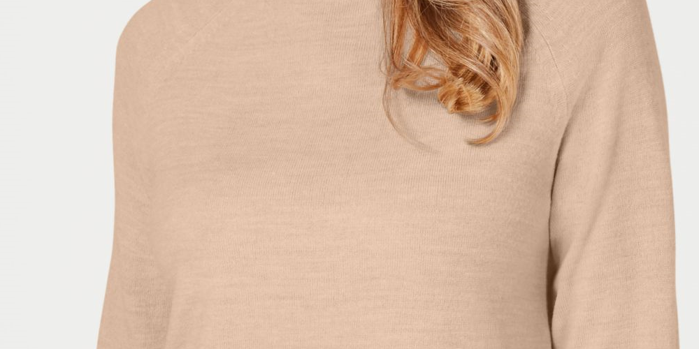 Karen Scott Blusa feminina de manga comprida e gola redonda, marrom, tamanho pequeno grande