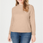 Karen Scott Blusa feminina de manga comprida e gola redonda, marrom, tamanho pequeno grande