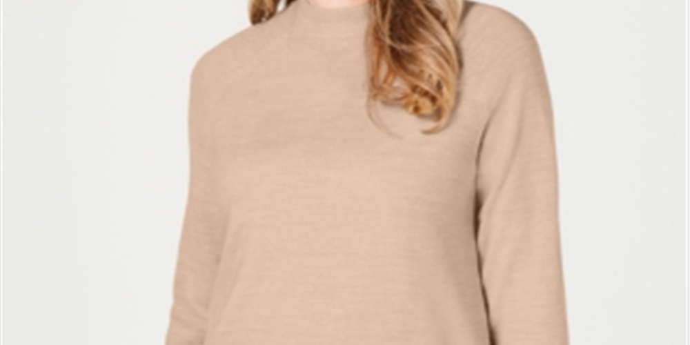 Karen Scott Blusa feminina de manga comprida e gola redonda, marrom, tamanho pequeno grande