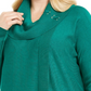 JM Collection Suéter Feminino com Cadarço e Gola Redonda Verde Tamanho 1X
