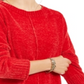 Suéter chenille feminino Style &amp; Co vermelho polonês tamanho pequeno L