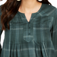 Blusa xadrez feminina estilo &amp; co com decote dividido, verde, tamanho grande