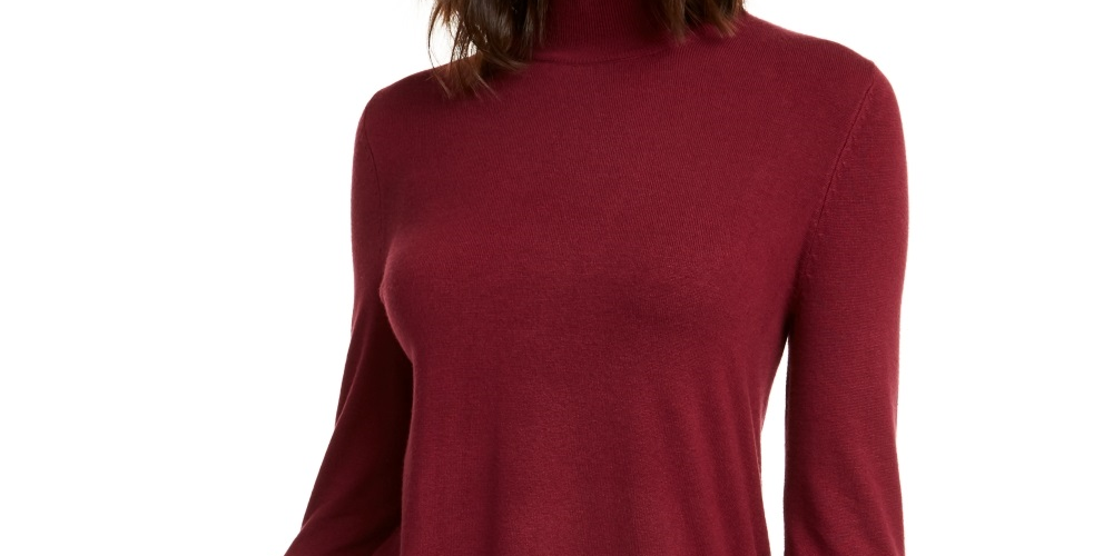 Suéter feminino Alfani com punho de pele sintética e gola falsa, vermelho, tamanho XX-G