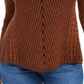 Camiseta feminina texturizada com manchas e gola redonda, manga comprida, tamanho pequeno e grande, estilo &amp; co
