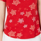 Camiseta feminina estampada com decote em V estilo vinho tamanho pequeno grande