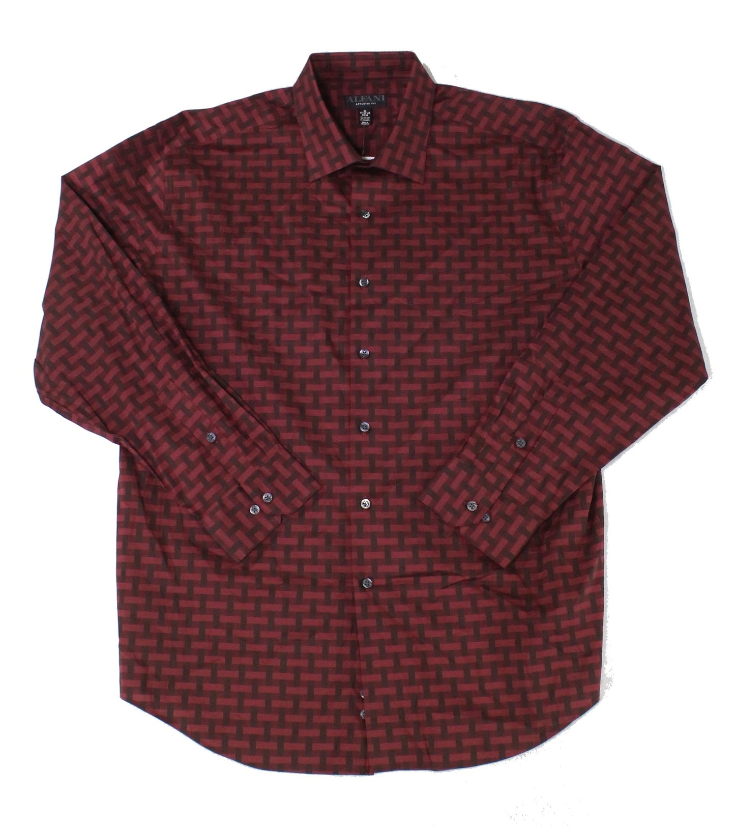 Vestido camisa masculino alfani com estampa elástica e ajuste atlético, vermelho, tamanho 15