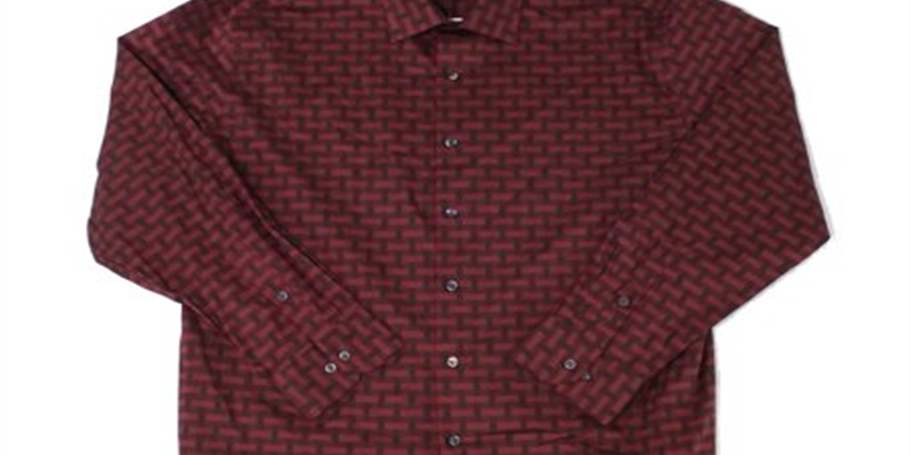 Vestido camisa masculino alfani com estampa elástica e ajuste atlético, vermelho, tamanho 15