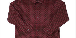 Vestido camisa masculino alfani com estampa elástica e ajuste atlético, vermelho, tamanho 15
