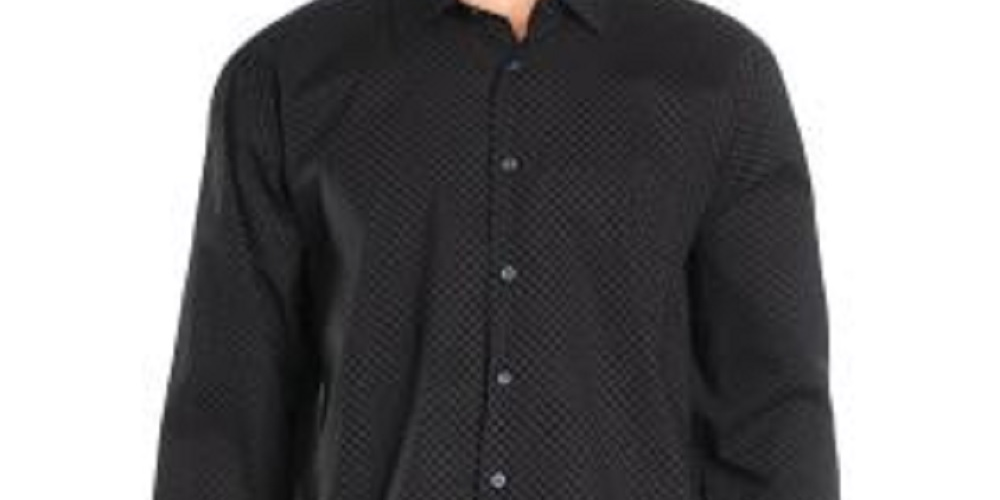 Camisa social masculina Alfani preta, tamanho grande, tamanho regular - toda preta, tamanho 16-16 1/2