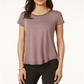 Camiseta feminina Alfani com acabamento em cetim, comprimento alto e baixo, rosa, tamanho pequeno, P/M