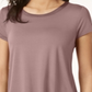 Camiseta feminina Alfani com acabamento em cetim, comprimento alto e baixo, rosa, tamanho pequeno, P/M