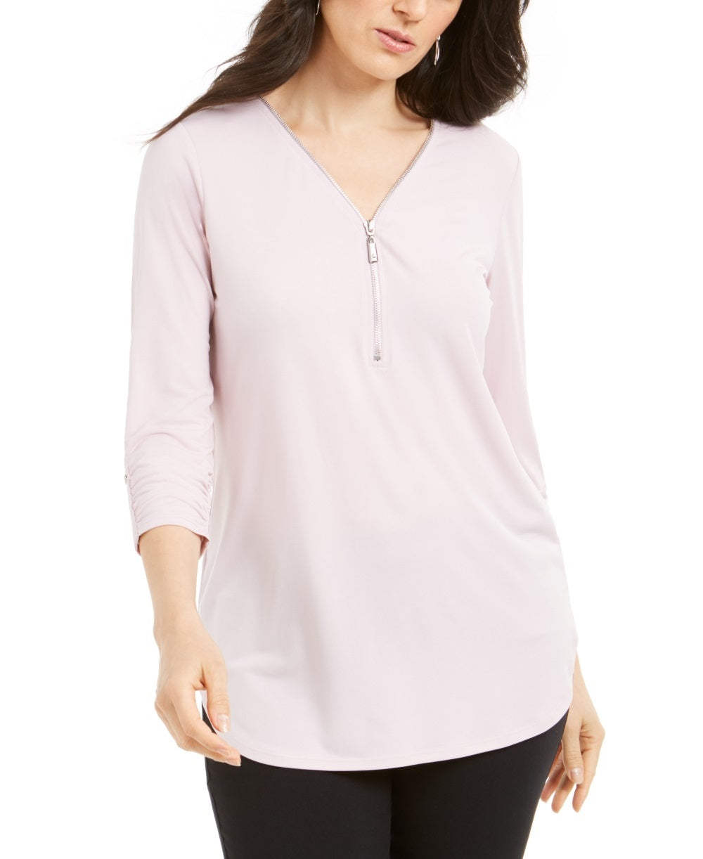 JM Collection Top Feminino com Zíper Rosa Tamanho Pequeno Médio