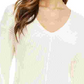 Blusa feminina Charter Club com estampa marfim, manga comprida, gola V, suéter, tamanho pequeno, extragrande