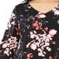Blusa feminina Alfani Plus com estampa floral preta e bainha pontuda, tamanho 0X
