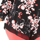 Blusa feminina Alfani Plus com estampa floral preta e bainha pontuda, tamanho 0X